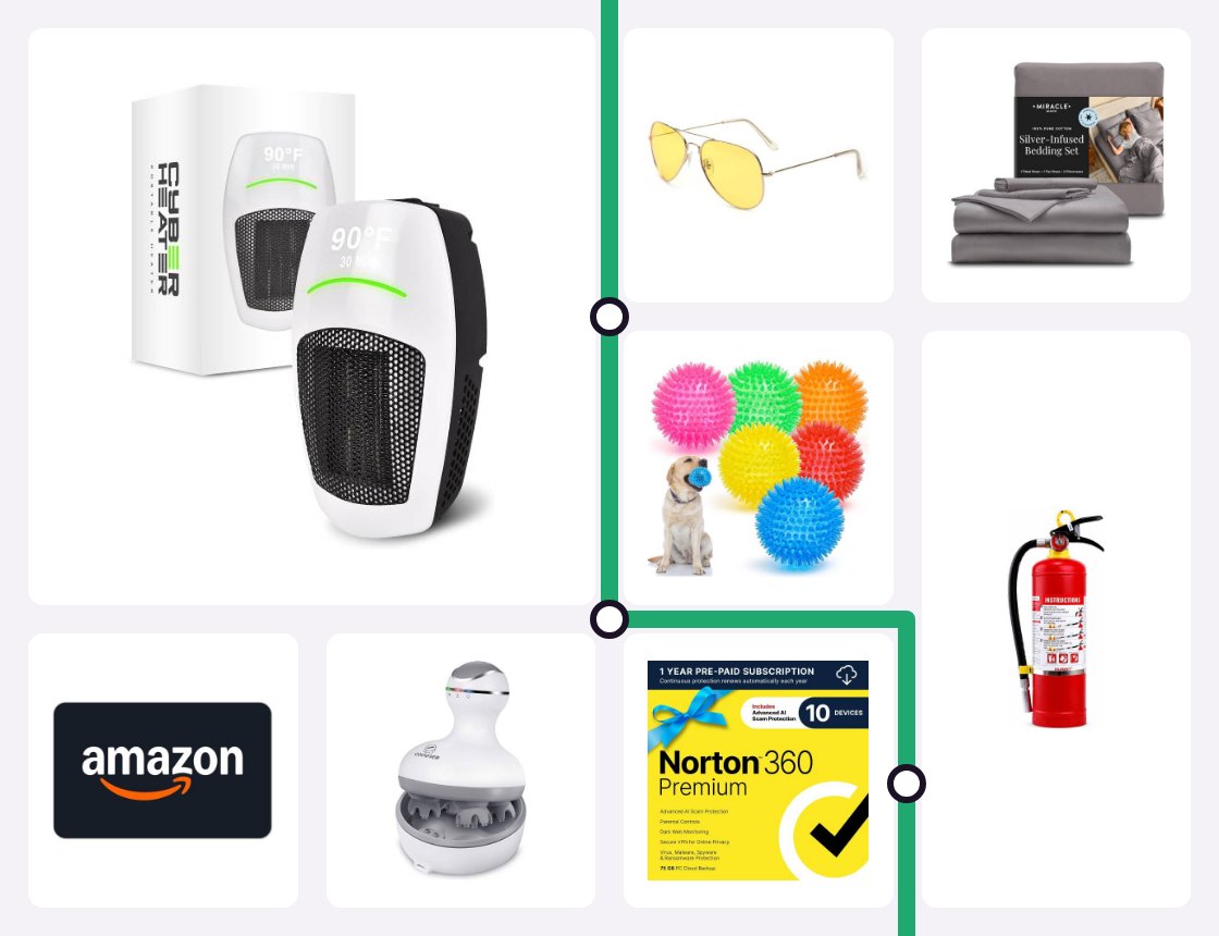 Products from the store laid out like city blocks along a green transit line